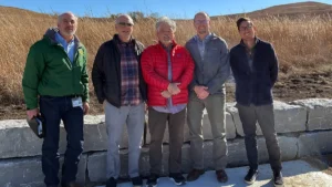 Group of men celebrating a Transportation Alternatives Grant for new park signage and access improvements, including Michael Stubbs