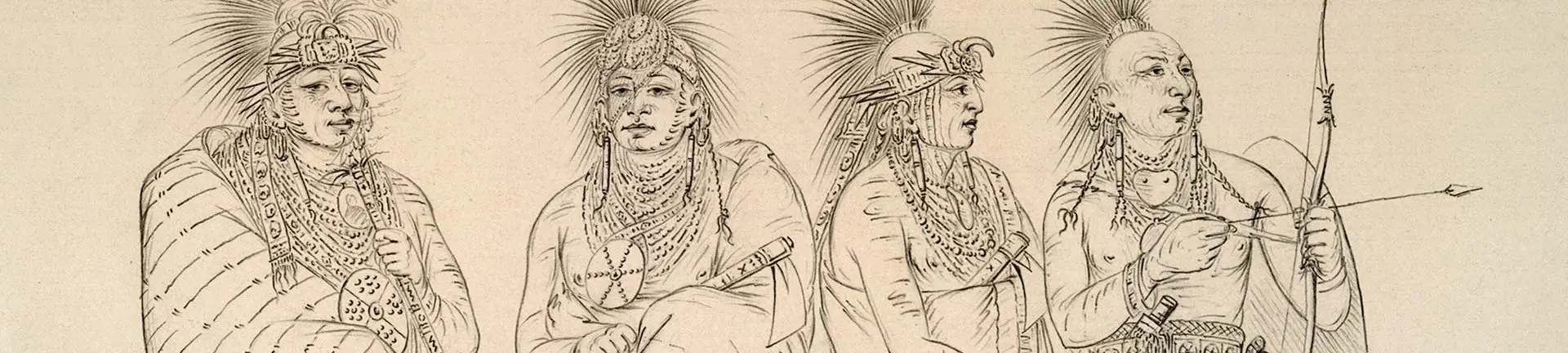 Indigenous ink drawing on aged yellowing paper